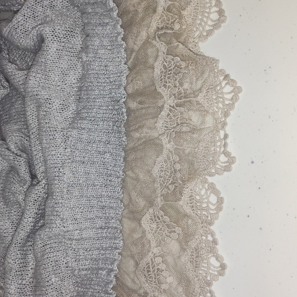 Altered state long gray and lace and knit shoulder sweater size small medium - Picture 8 of 12